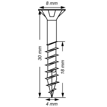 1 x Spax T-STAR MÁS cabeza fresada/testa svasat TORX T20 Inoxidable A2 4X30 roscado en 18