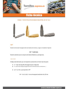 Punta Calidad industrial 1/4" C6.3 Titanio Phillips 1... 2