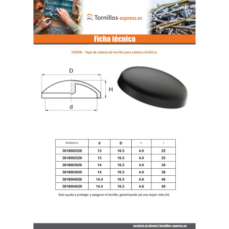 1 x Tapón para Cabeza de Tornillo TORX T30 diámetro de cabeza: 16.5 polietileno negro para cabeza cilíndrica