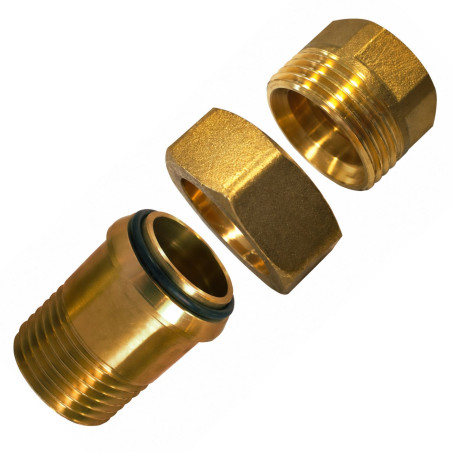 1 x Conector recto con junta tórica 26x34 (1") macho hembra Latón Figura 341