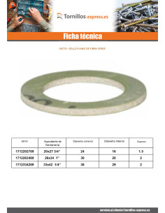 Junta plana de fibra verde 26x34 (1") X2 2