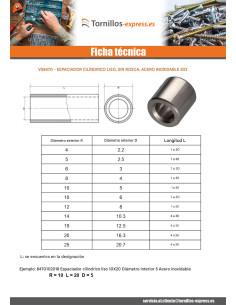 Tirante cilíndrico liso 4X1 diámetro interior 2.2 Inox 2