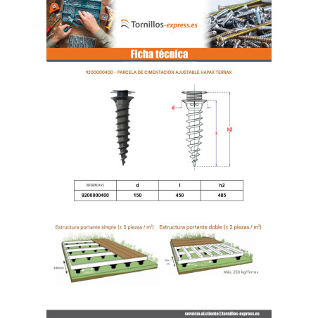 1 x Base ajustable HAPAX TERRAX 450 mm