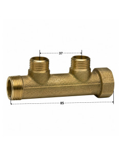 Colector 2 salidas 26x34 (1") macho hembra Latón para... 2