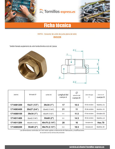 1 x Conector de unión plano hembra hembra 40x49...