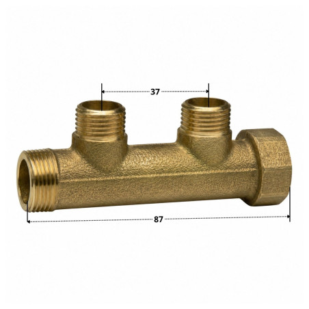 1 x Colector 2 salidas 20x27 (3/4") macho hembra Latón para fontanería sanitaria