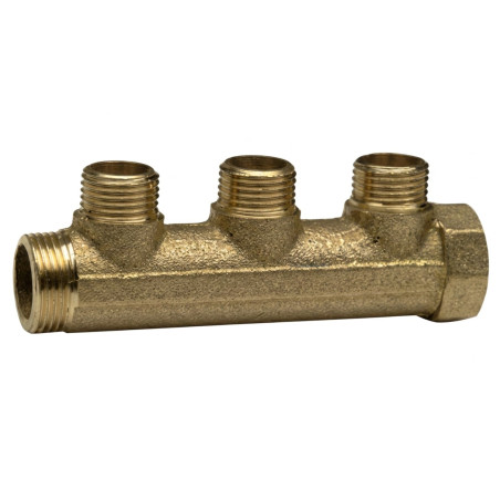 1 x Colector 3 salidas 20x27 (3/4") macho hembra Latón para fontanería sanitaria