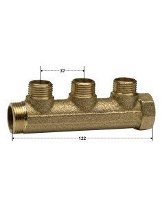 Colector 3 salidas 26x34 (1") macho hembra Latón para... 2