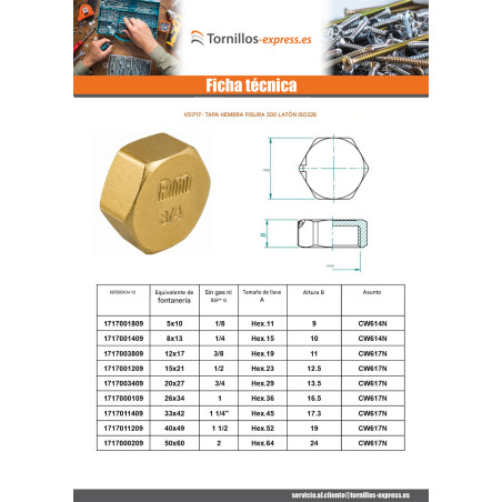1 x Conector hembra Figura 300 26x34 (1") Latón