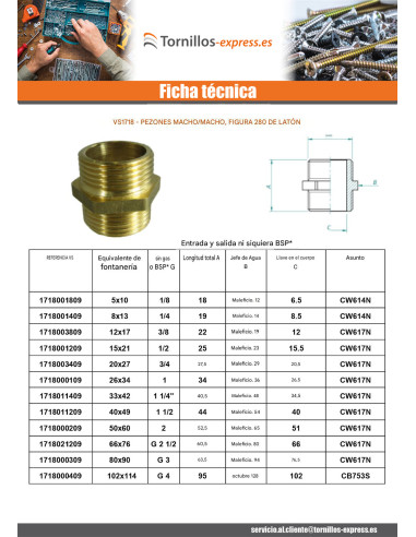 1 x Machón HIGO 280 Masculino / Masculino 20x27...
