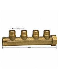 Colector 4 salidas 20x27 (3/4") macho hembra Latón para... 2