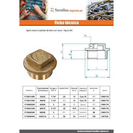 1 x Conector macho Figura 290 15x21 (1/2") Latón cromo
