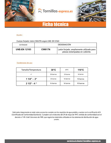 1 x Machón junta plana HIGO 280 Masculino /...