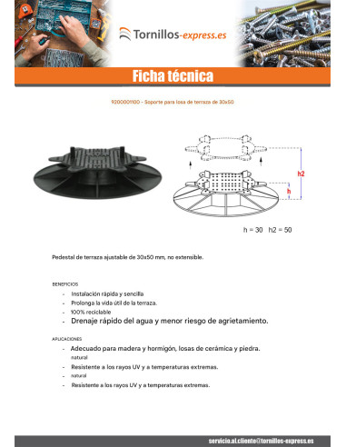 1 x Soporte de losa terraza 30X50