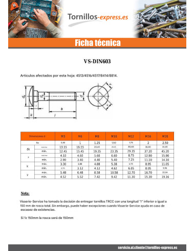 1 x Cabeza redonda cuello cuadrado Inoxidable...