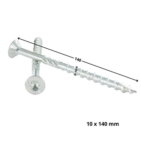 1 x Tornillo para marcos TEKOR cabeza fresada/testa svasat dentado TORX T40 10X140 roscado en 80 cut punta antihendidura