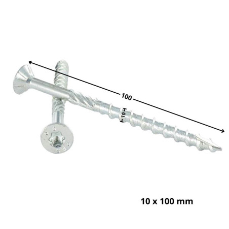1 x Tornillo para marcos TEKOR cabeza fresada/testa svasat dentado TORX T40 10X100 roscado en 60 cut punta antihendidura