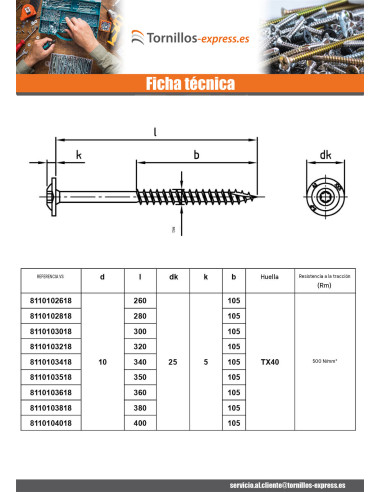 1 x Tornillo estructura cabeza disco Inoxidable...