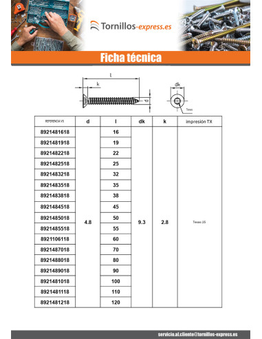 1 x Tornillo chapa cabeza fresada/testa svasat...