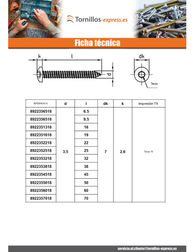 1 x Tornillo chapa cabeza cilíndrica abombada...