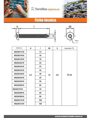 1 x Tornillo chapa cabeza cilíndrica abombada...