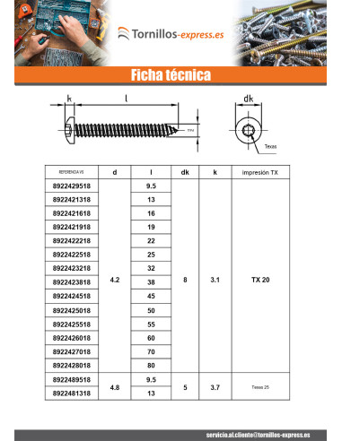 1 x Tornillo chapa cabeza cilíndrica abombada...