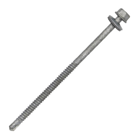 1 x Tornillo autoperforante cabeza hexagonal liso 6.3X125 fuerte resistencia a la corrosión Acero galvanizado en caliente