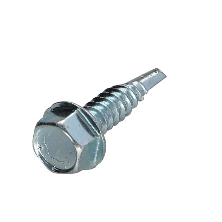 1 x Tornillo autoperforante cabeza hexagonal liso 6.3X25 Acero cincado blanco