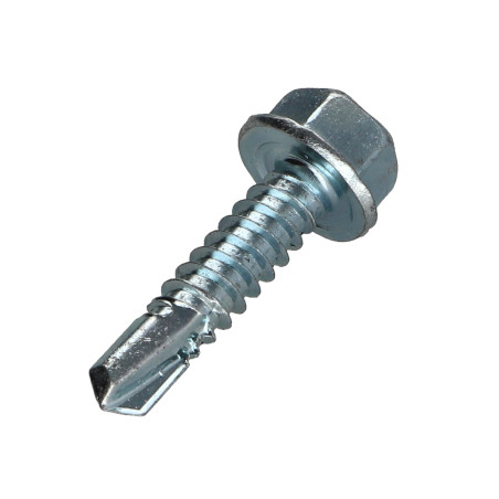 1 x Tornillo autoperforante cabeza hexagonal liso 6.3X25 Acero cincado blanco