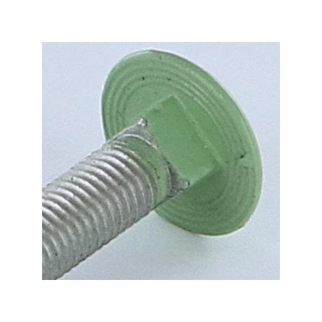 1 x Cabeza redonda cuello cuadrado M7X40 paso de 100 roscado total Aluminio RAL6021 verde pálido 30%B