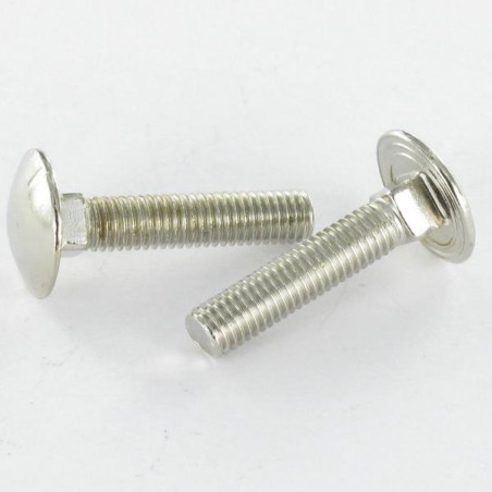 1 x Cabeza redonda cuello cuadrado M5X25 roscado total Acero niquelado