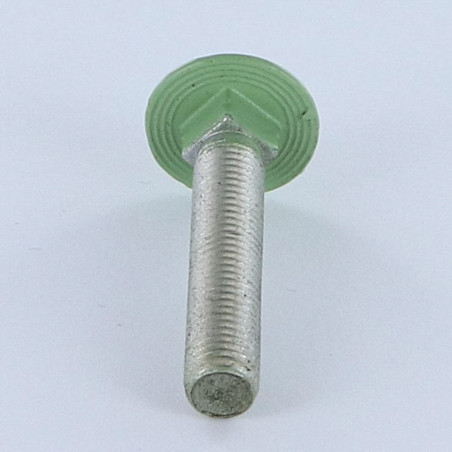 1 x Cabeza redonda cuello cuadrado M7X45 paso de 100 Aluminio roscado total RAL6021 verde pálido 30%B