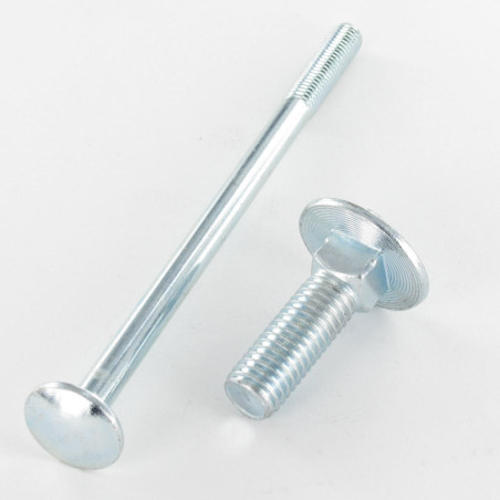 1 x Cabeza redonda cuello cuadrado M12X136 roscado en 16 cuadrado 16X16X4 Acero cincado blanco