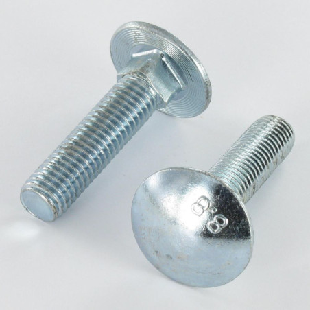 1 x Cabeza redonda cuello cuadrado M12X50 roscado total Clase 8.8 Acero cincado blanco