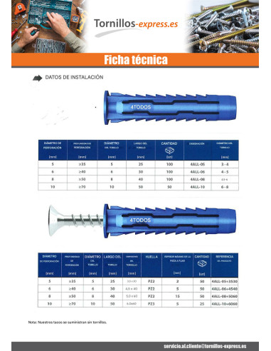 1 x Taco Nylon 6X50 4TODOS RAWLPLUG