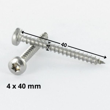 1 x Tornillo madera aglomerado cabeza redonda 4X40 TORX T20 Acero cincado blanco