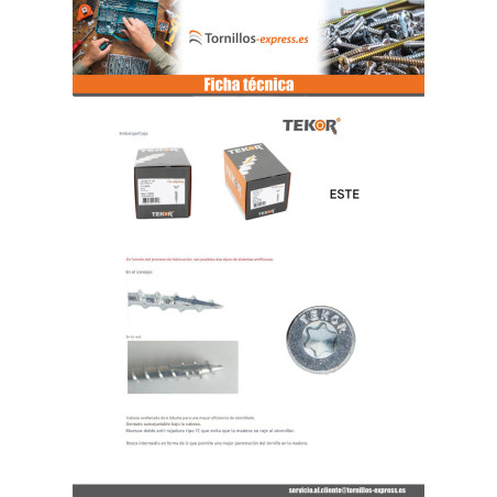 1 x Tornillos para madera TEKOR cabeza fresada/testa svasat dentado 4X50 roscado en 30 TORX T20 Acero cincado blanco cut