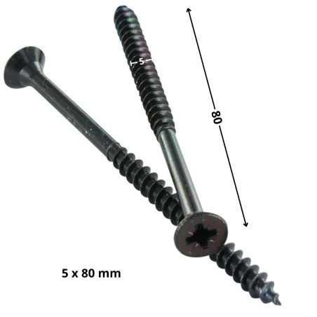 1 x Tornillo madera aglomerado cabeza fresada/testa svasat Pozi PZ4 5X80 roscado parcial Acero cincado negro