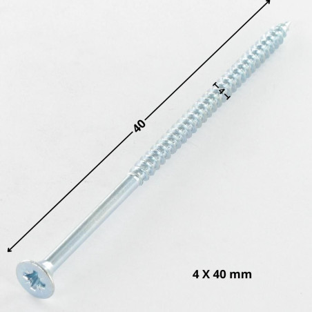 1 x Tornillo madera aglomerado cabeza fresada/testa svasat Pozi PZ4 4X40 roscado parcial Acero cincado blanco