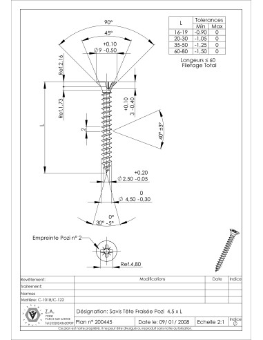 1 x Tornillo madera aglomerado cabeza...