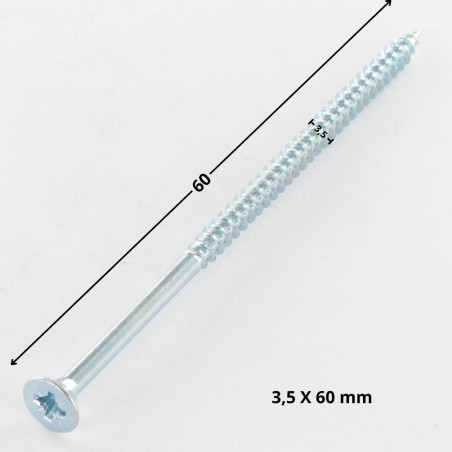 1 x Tornillo madera aglomerado cabeza fresada/testa svasat Pozi PZ4 3.5X60 roscado parcial Acero cincado blanco