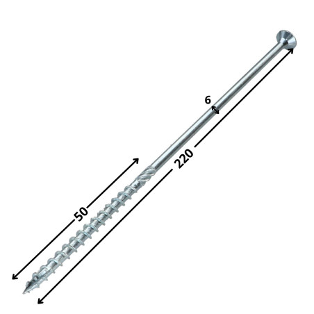 1 x Tornillo para marcos TEKOR cabeza fresada/testa svasat dentado TORX T30 6X220 roscado en 100 cut punta antihendidura