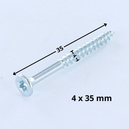 1 x Tornillo madera aglomerado cabeza fresada/testa svasat TORX T20 4X35 Acero cincado blanco