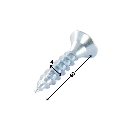1 x Tornillo madera aglomerado cabeza fresada/testa svasat TORX T20 4X40 Acero cincado blanco GLEITMO