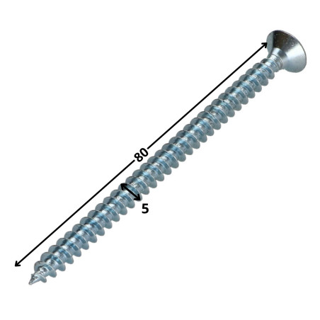 1 x Tornillo madera aglomerado cabeza fresada/testa svasat Pozi 5X80 Acero cincado blanco