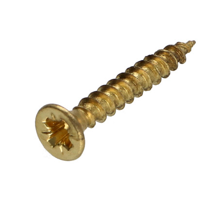 1 x Tornillo madera aglomerado cabeza fresada/testa svasat Pozi PZ4 3.5X25 roscado total Acero latonado