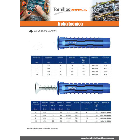 1 x Taco Nylon 8X40 4TODOS RAWLPLUG