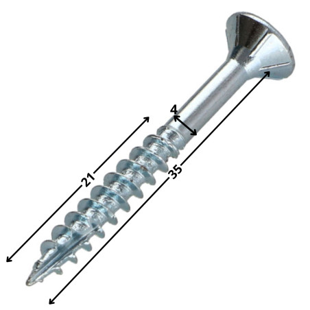 1 x Tornillos para madera TEKOR cabeza fresada/testa svasat dentado 4X35 roscado en 21 TORX T20 Acero cincado blanco cut