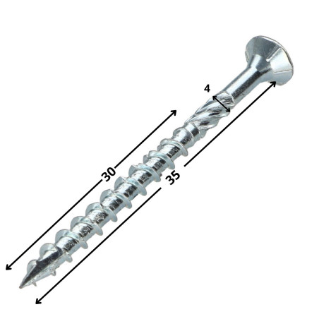 1 x Tornillo para marcos TEKOR cabeza fresada/testa svasat dentado TORX T20 4X35 roscado en 30 cut punta antihendidura