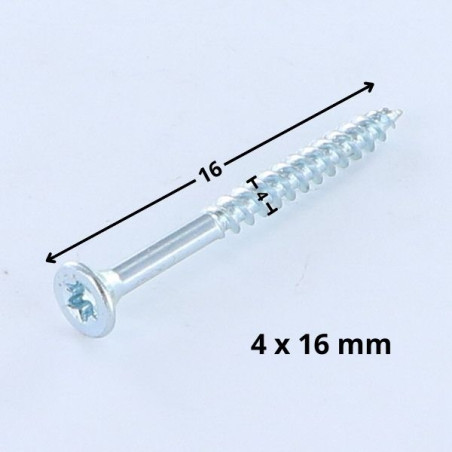 1 x Tornillo madera aglomerado cabeza fresada/testa svasat TORX T20 4X16 Acero cincado blanco
